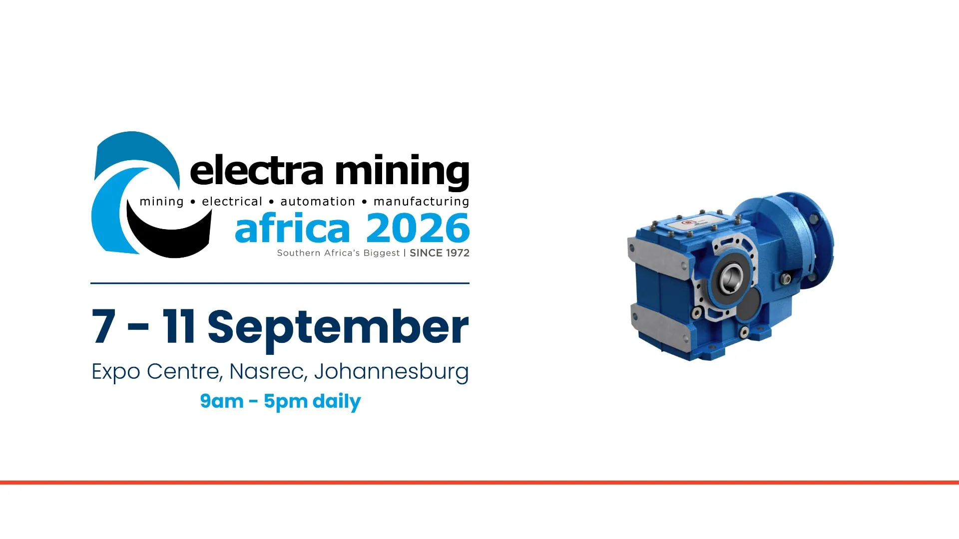 Madacan Africa returns to Electra Mining Africa 2026 (7โ11 Sept, JHB Expo Centre). Visit Hall 2, Stand D15 for the full Motovario drive solutions range.